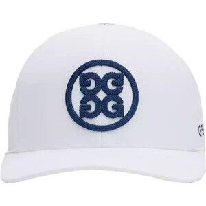 G-FORE Circle G's Stretch Twill Snapback Hat White Blue Flexfit 110 G4 NEW
